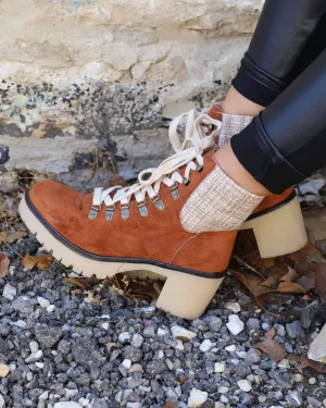 #23 "Monroe Rust Suede Heeled Boots" SIZE 8