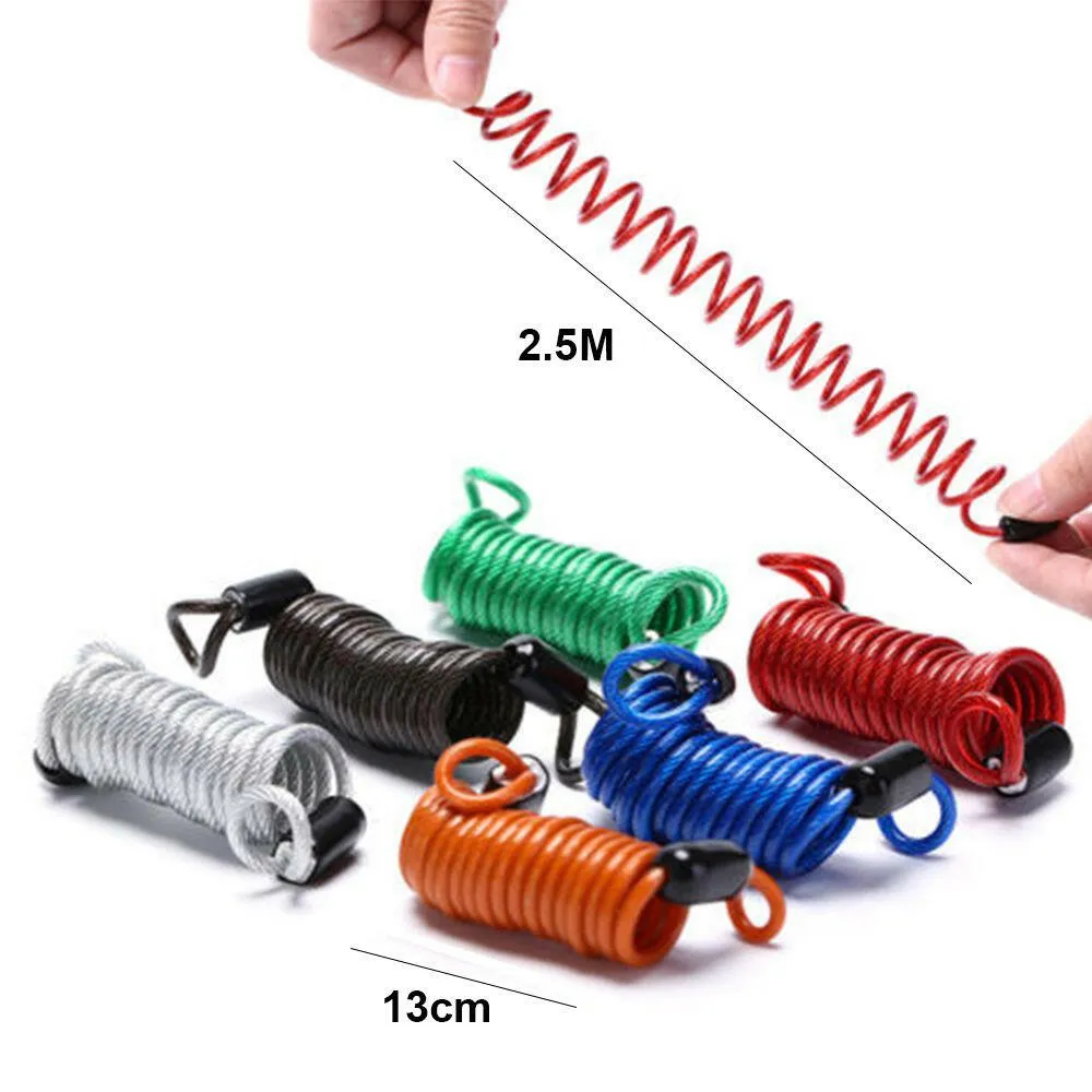 2.5m Safety Disc Brake Anti-theft Security Reminder Motorcycle Alarm Bold Spring Cable Helmet Wire Bicycle Lock Rope