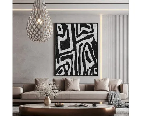 60cmx90cm Abstract Black Artwork Black Frame Canvas Wall Art