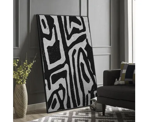 60cmx90cm Abstract Black Artwork Black Frame Canvas Wall Art
