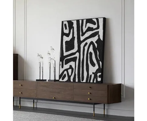 60cmx90cm Abstract Black Artwork Black Frame Canvas Wall Art