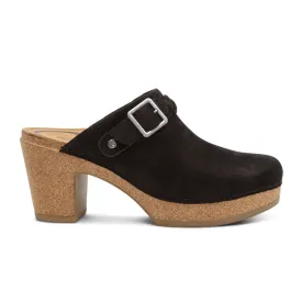 Aetrex Corey Heeled Clog (Women) - Black Nubuck