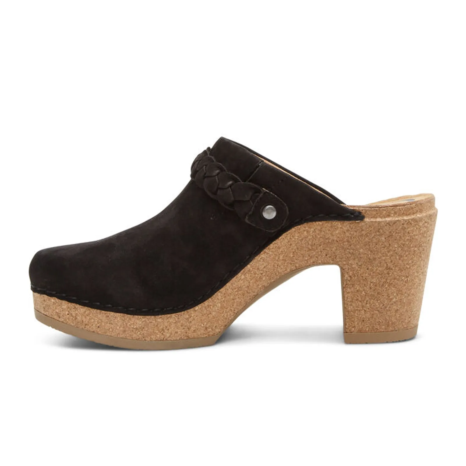 Aetrex Corey Heeled Clog (Women) - Black Nubuck