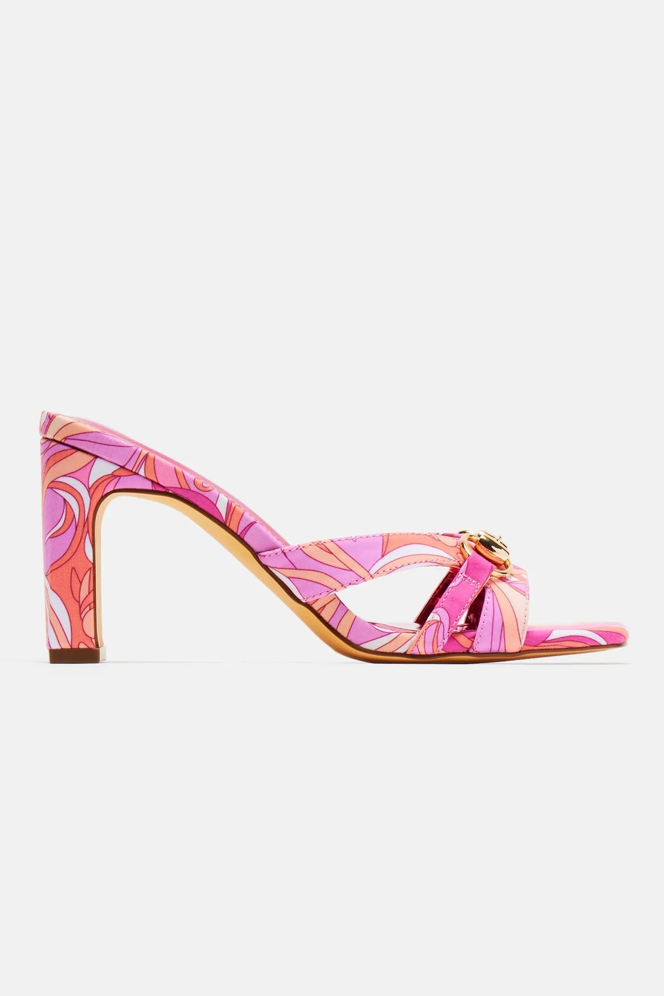 Amozae-Alaina Printed Heeled Mules - Pink/combo