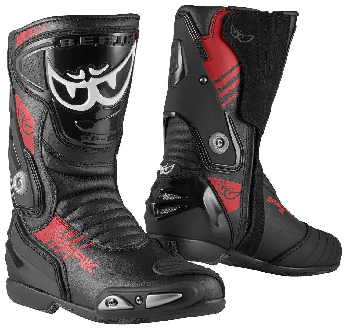 Berik Shaft 3.0 Motorcycle Boots with Mesh Lining, Black/Red