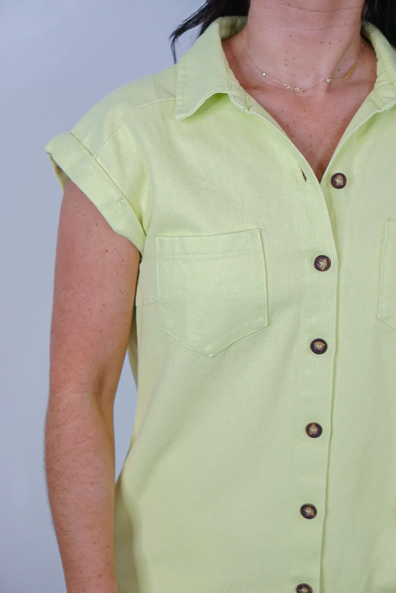 Best Days Lime Twill Dress