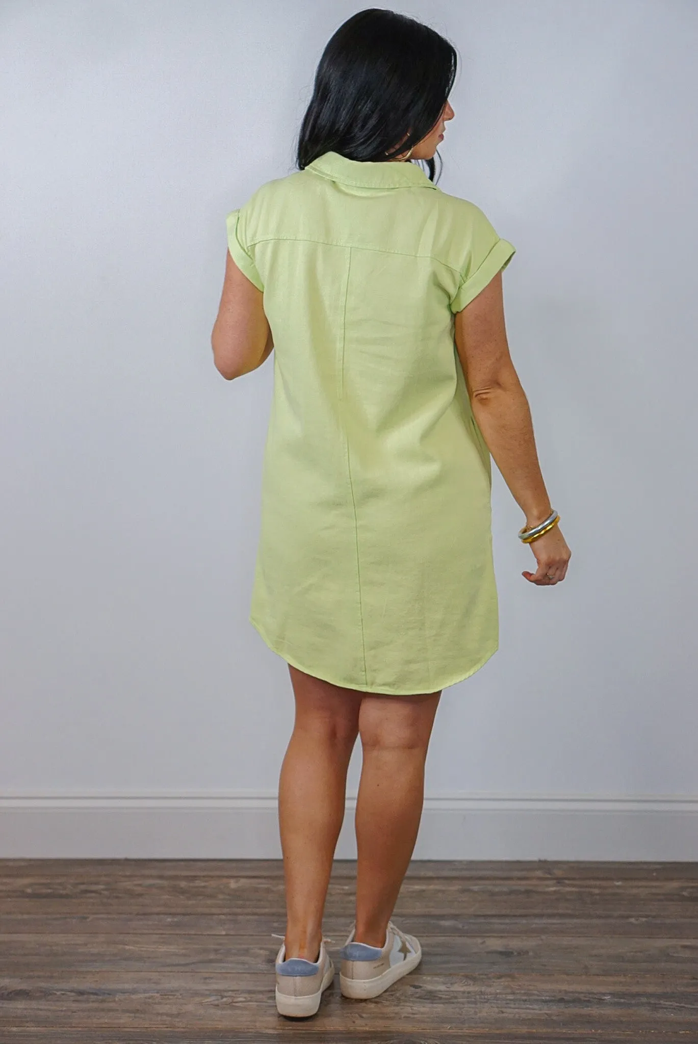 Best Days Lime Twill Dress