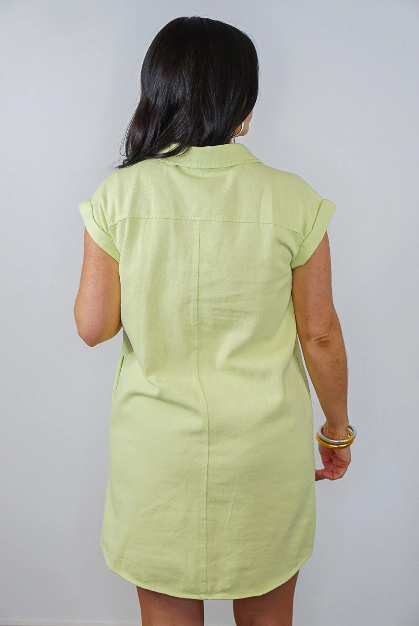 Best Days Lime Twill Dress
