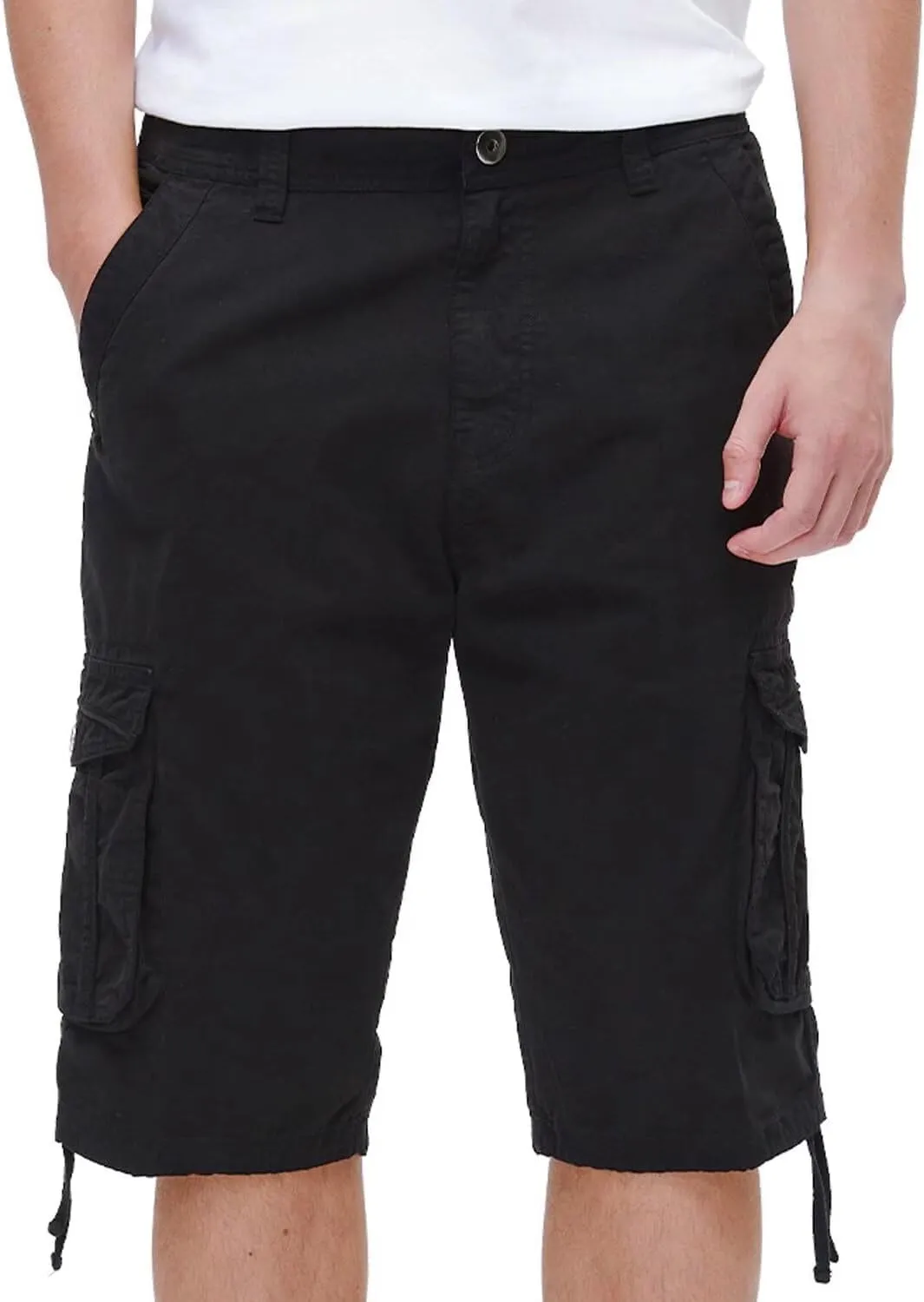 BEST SOUTH Men's Long Cargo Shorts Casual Below Knee 13 Inches Capri Shorts Relaxed Fit with Pockets