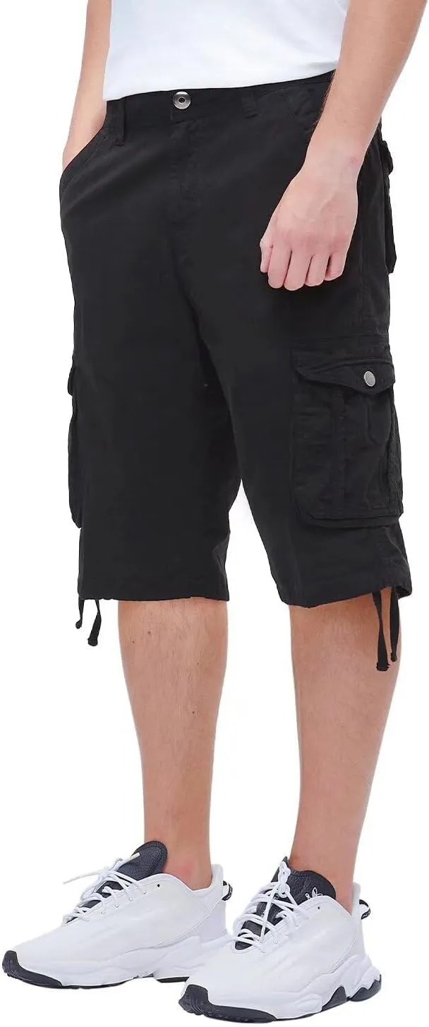 BEST SOUTH Men's Long Cargo Shorts Casual Below Knee 13 Inches Capri Shorts Relaxed Fit with Pockets