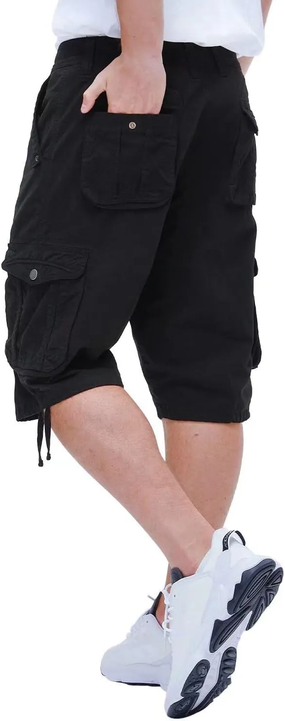 BEST SOUTH Men's Long Cargo Shorts Casual Below Knee 13 Inches Capri Shorts Relaxed Fit with Pockets