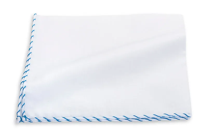 Blue Whipstitch Border Pocket Square - 121