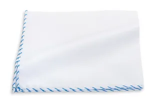 Blue Whipstitch Border Pocket Square - 121