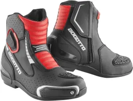 Bogotto Cartagena perforated motorcycle boots, black/white/red