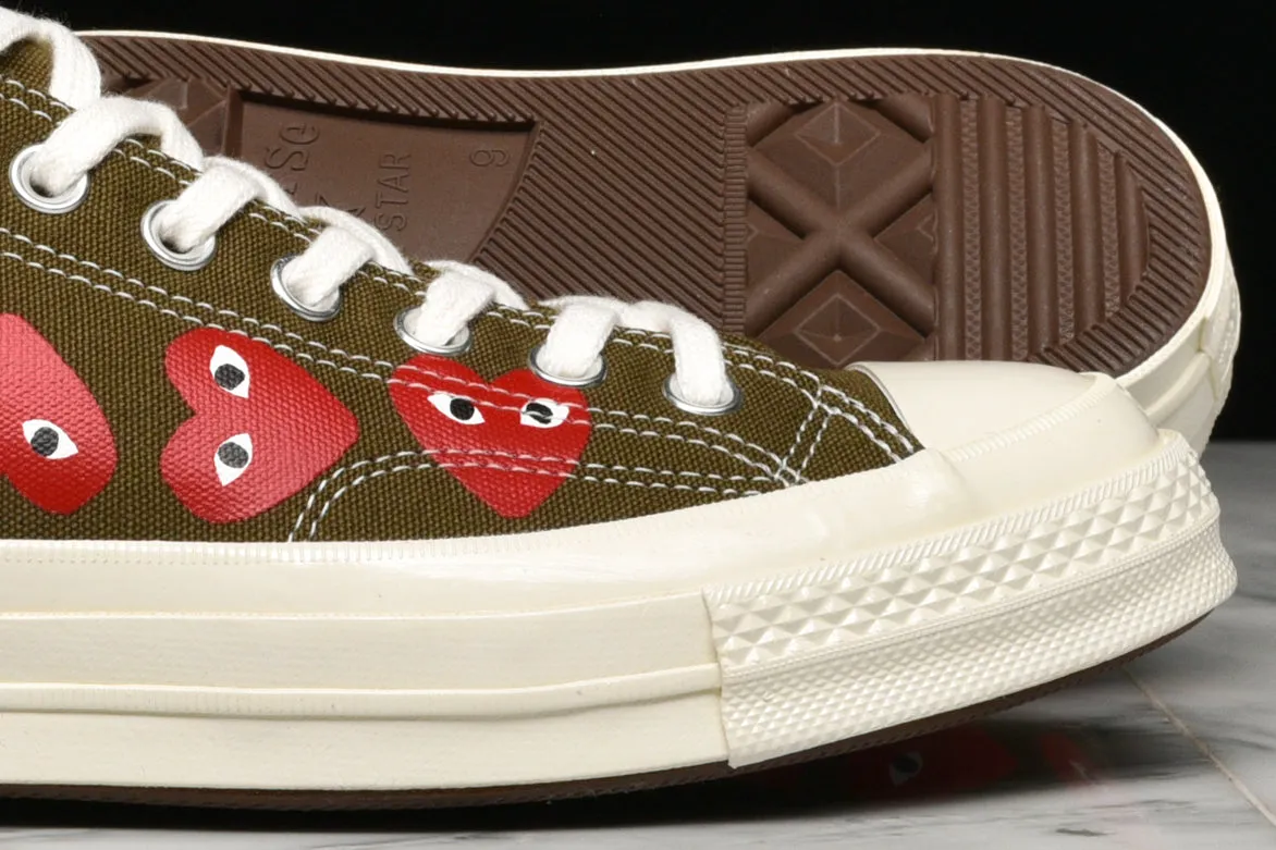 CDG PLAY X CONVERSE MULTI HEART CHUCK 70 OX - FIR GREEN