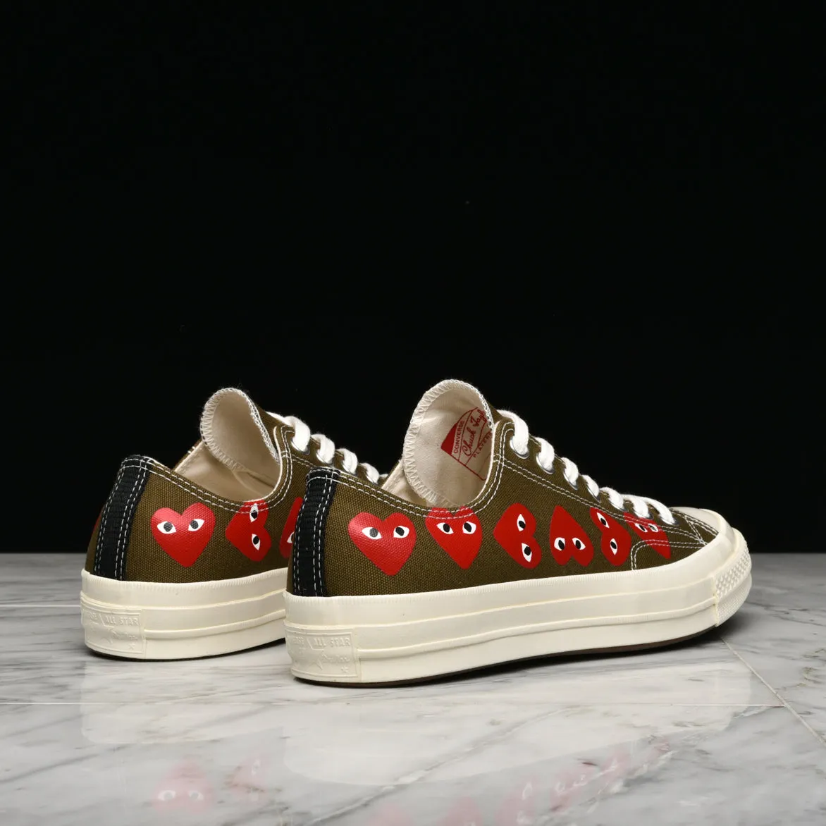 CDG PLAY X CONVERSE MULTI HEART CHUCK 70 OX - FIR GREEN
