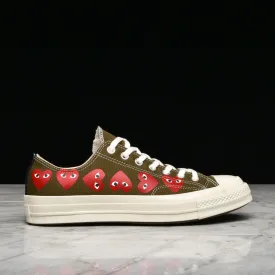 CDG PLAY X CONVERSE MULTI HEART CHUCK 70 OX - FIR GREEN