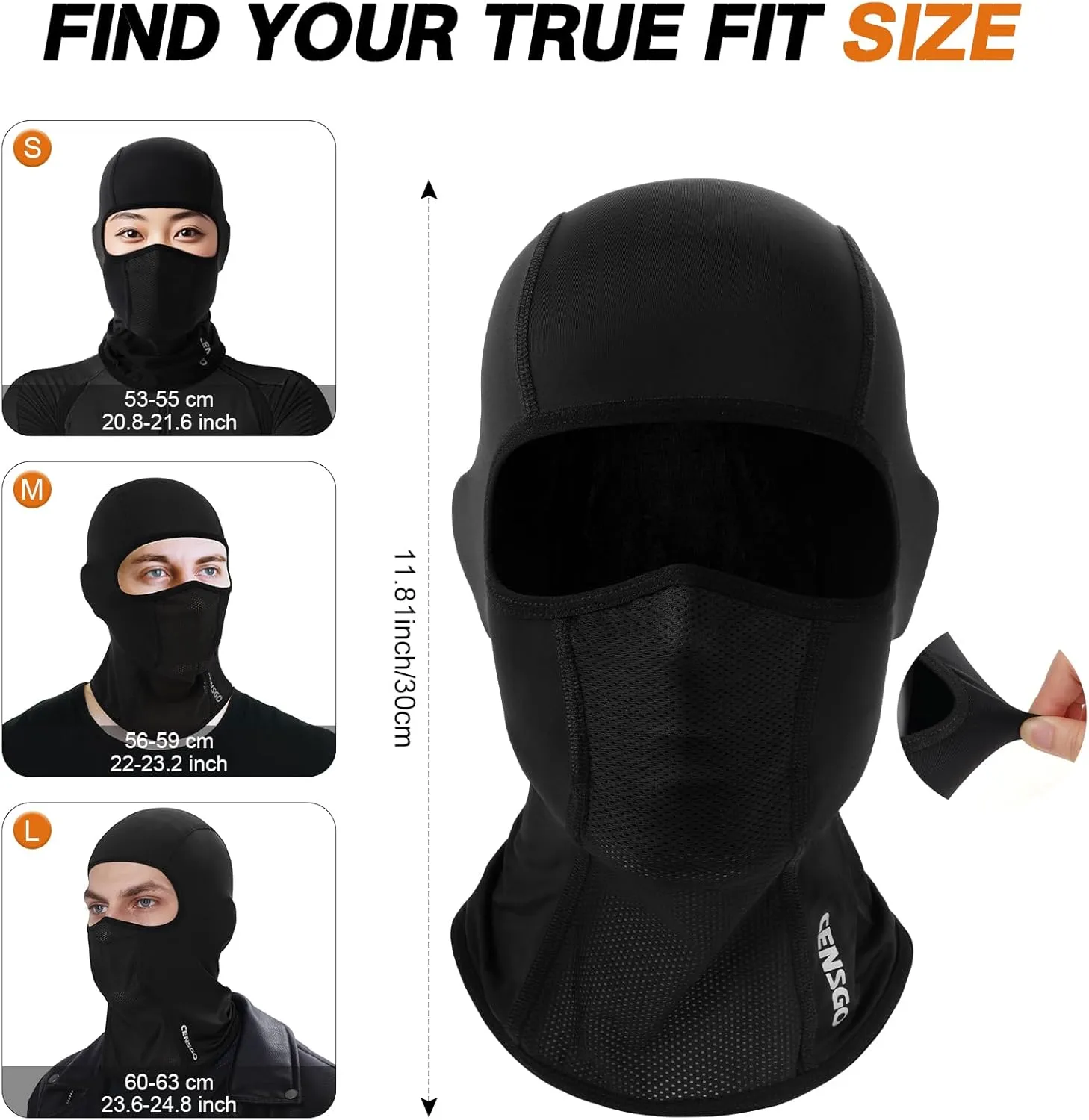 CENSGO Cooling Motorcycle Balaclava Helmet Liner, Breathable Face Cover, Lightweight Shiesty Mask for Men Women Summer Riding