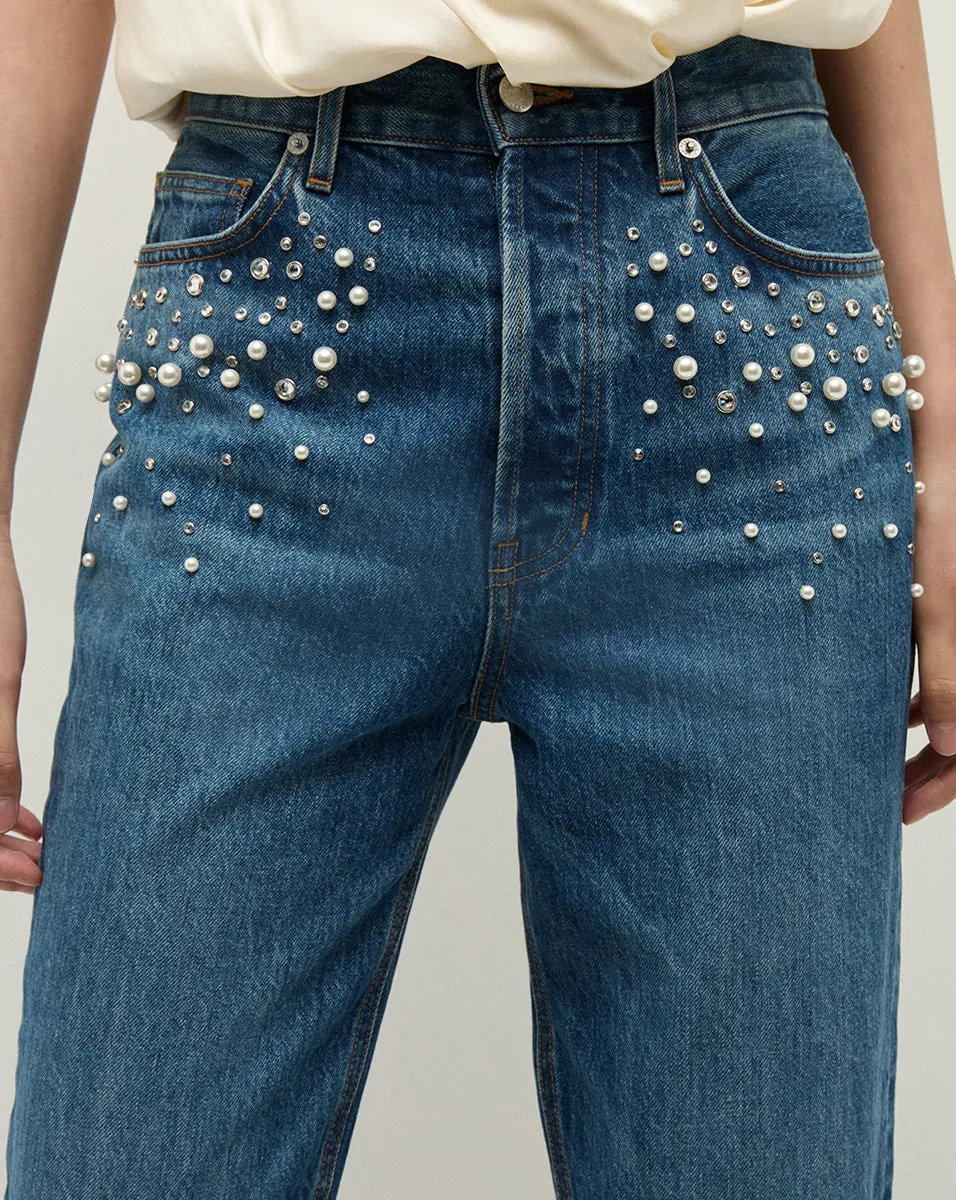 Daniela Straight-Leg Embellished Jean