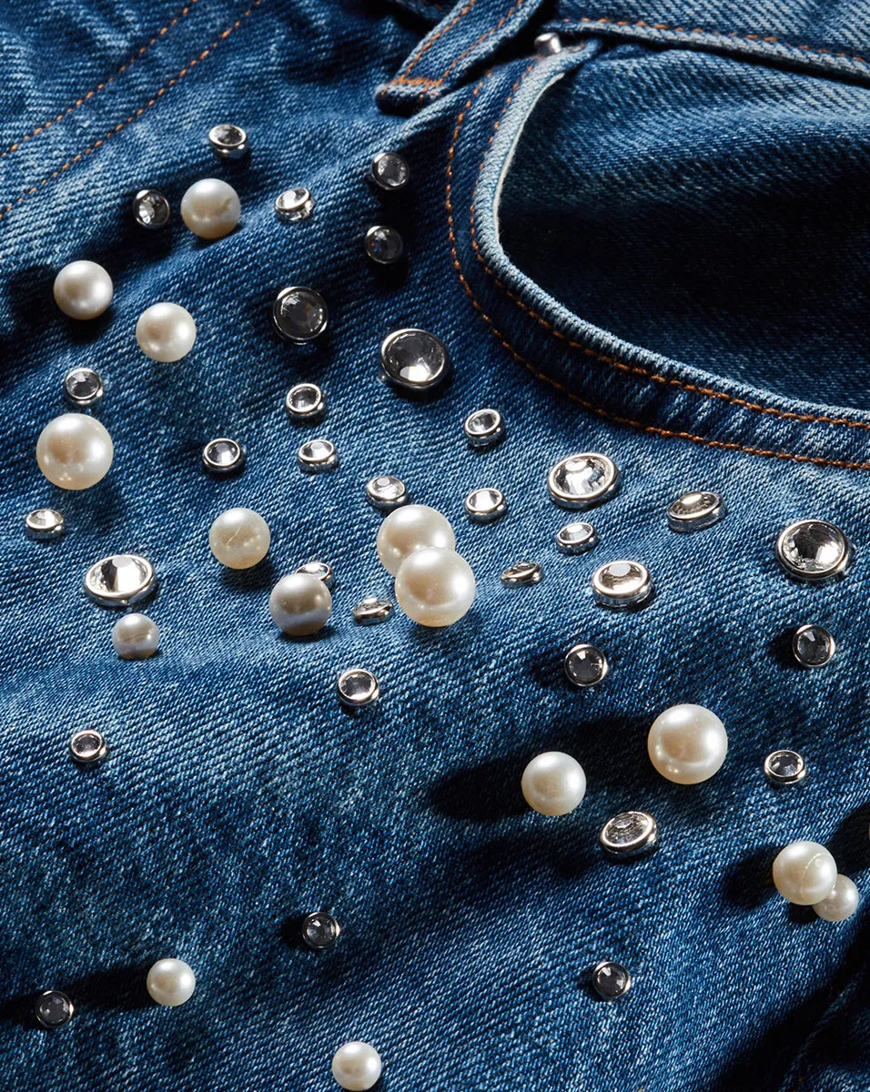 Daniela Straight-Leg Embellished Jean