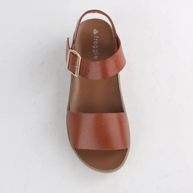 Double Band Wedge Slingback Sandal with Removable Footbed Chestnut - 12665