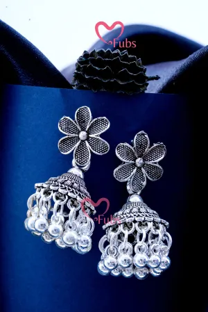 Flower Oxidize Jhumka