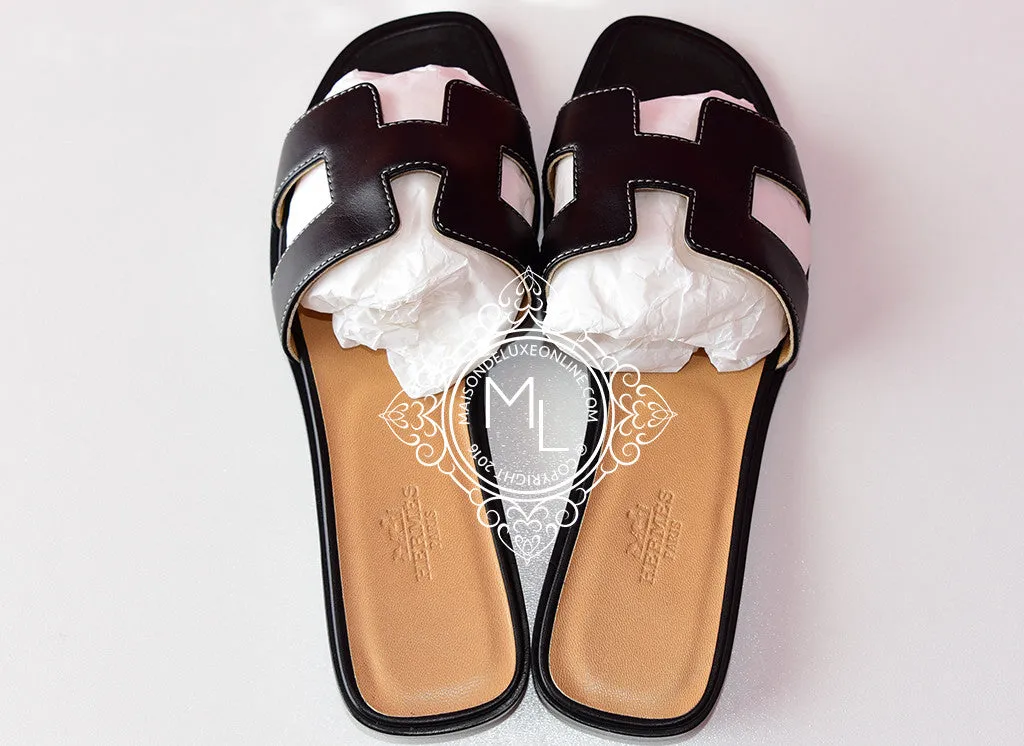Hermes Womens Black Oran Sandal Slipper 36 Shoes