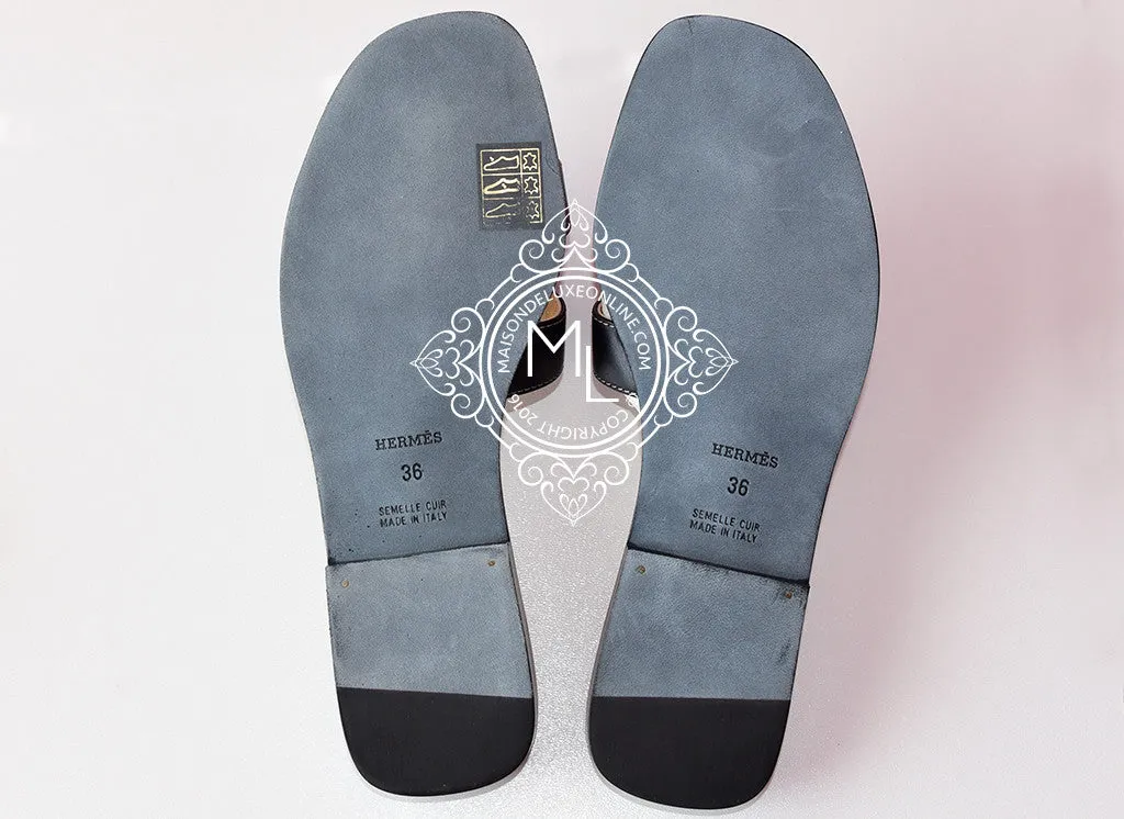 Hermes Womens Black Oran Sandal Slipper 36 Shoes