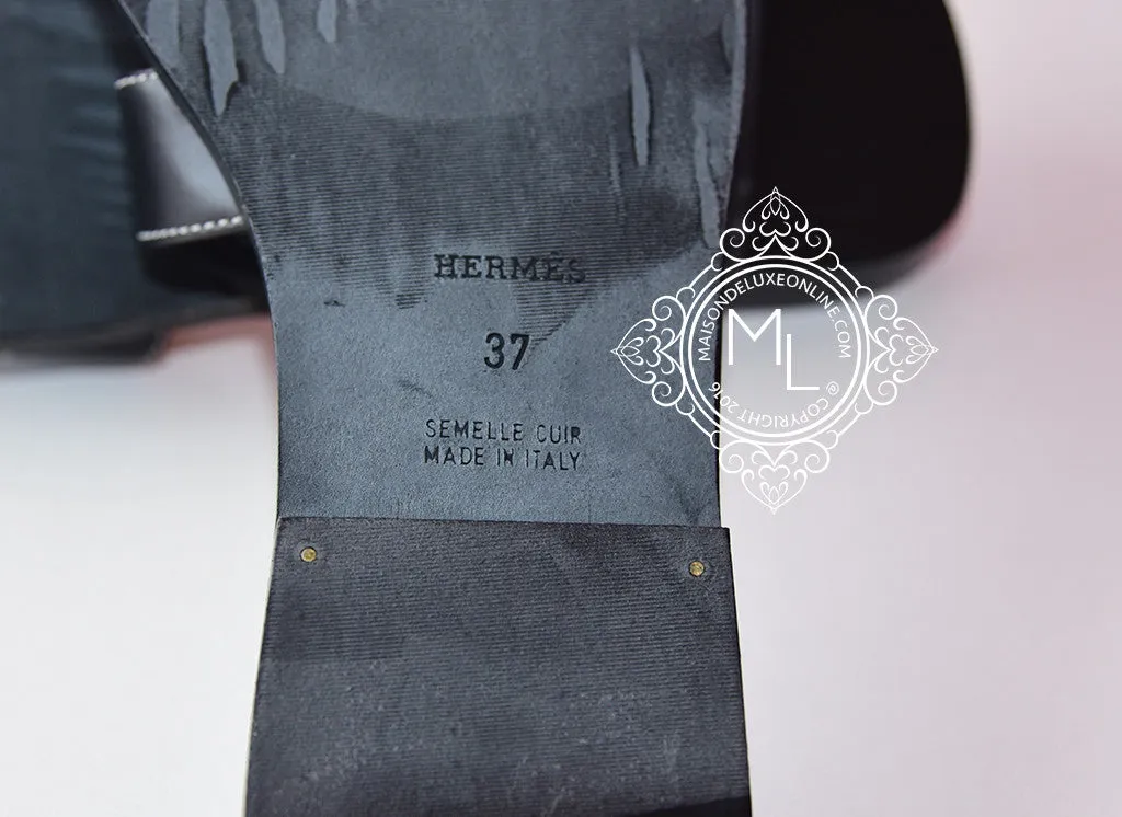 Hermes Womens Black Oran Sandal Slipper 37 Shoes