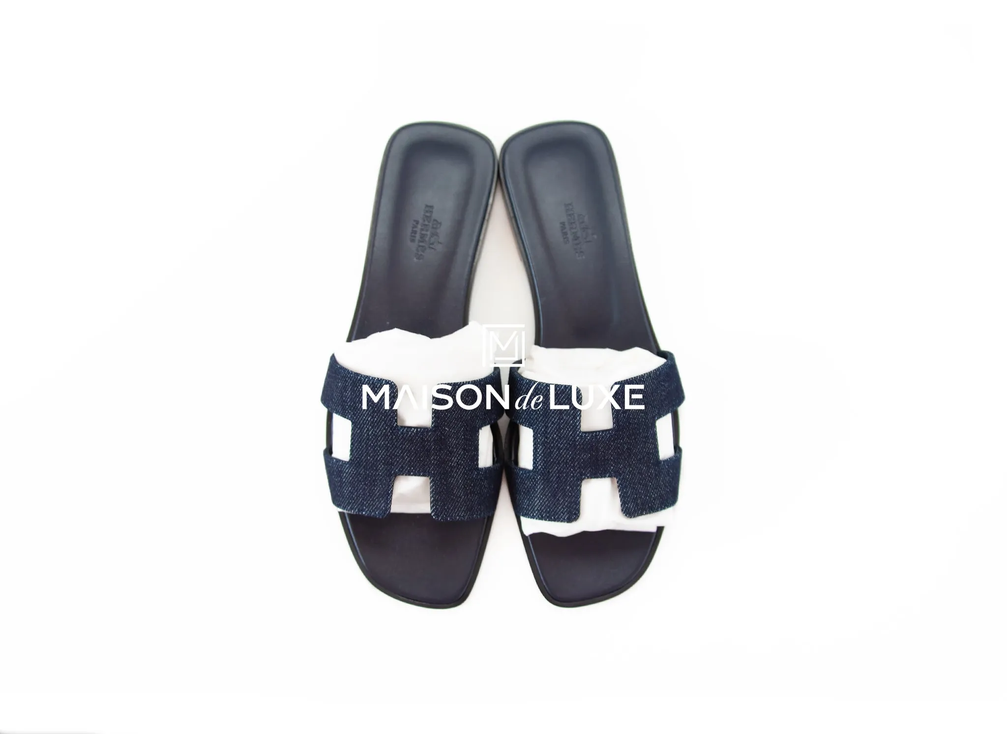 Hermes Women's Denim Blue Brut Oran Sandal 38