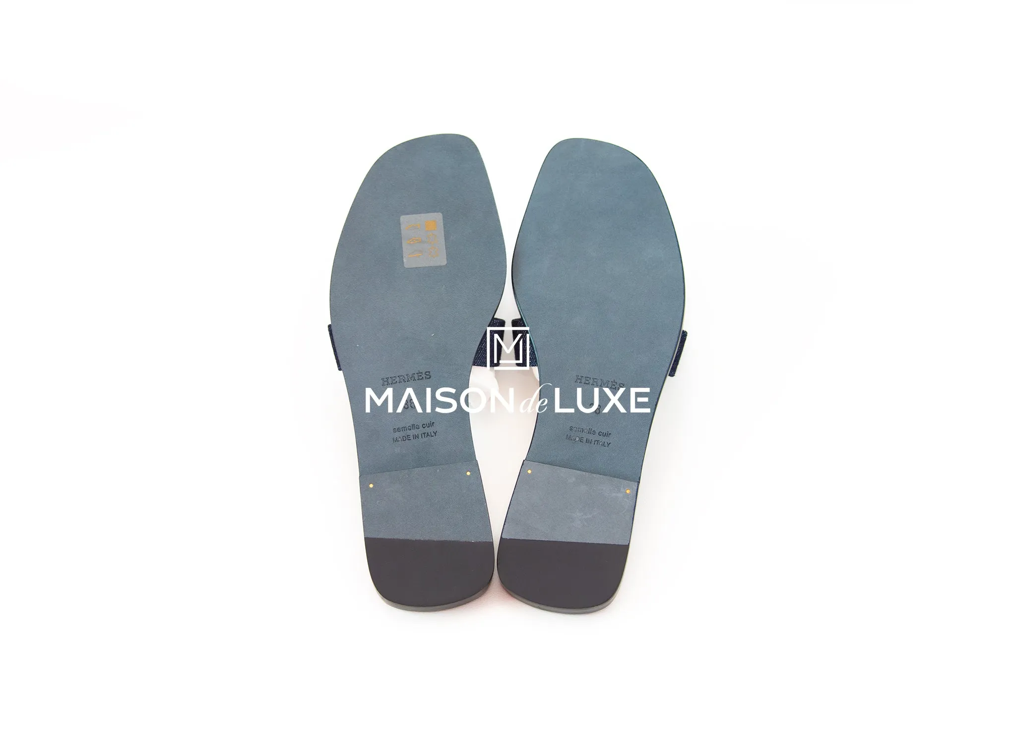 Hermes Women's Denim Blue Brut Oran Sandal 38