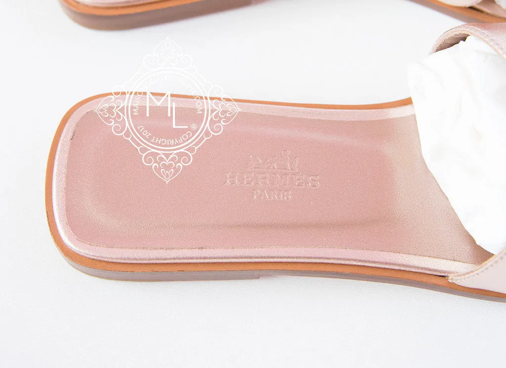 Hermes Womens Gold Oran Sandal Slipper 37 Shoes