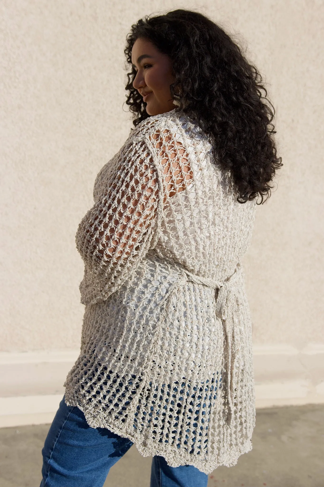 Laguna Open Knit Crochet Kimono