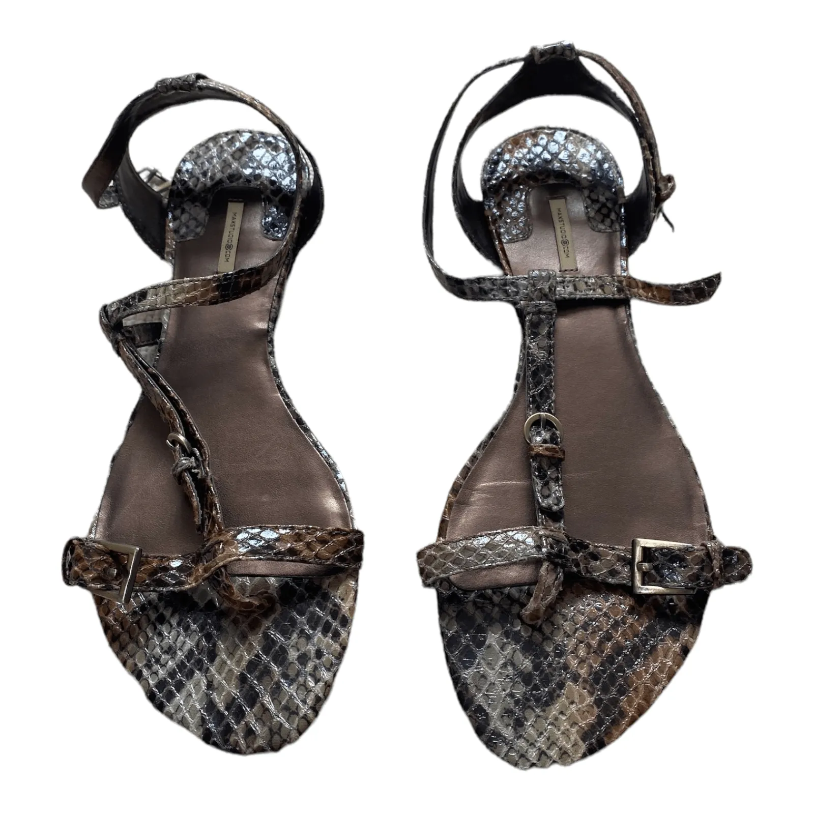 MaxStudio Snake Skin Sandals Brown UK 7 EU 40