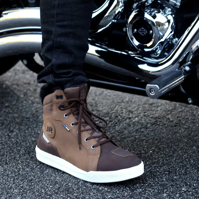 MEN'S KIRRA WATERPROOF BIKER MOTORCYCLE BOOTS BROWN-JR30400