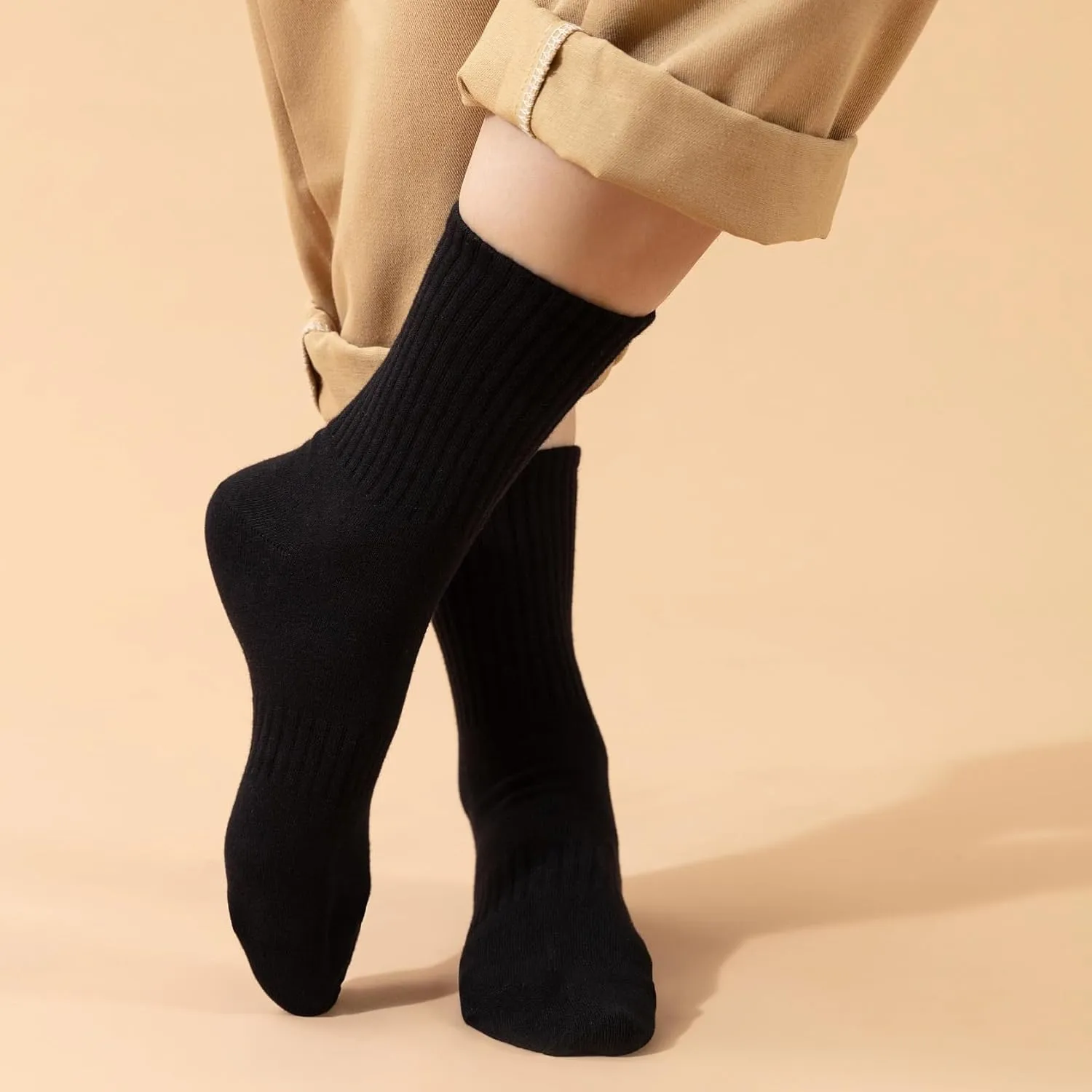Ndoobiy 6 Pairs Mens Cotton Crew Socks for Men Size 9-11 Size 10-13