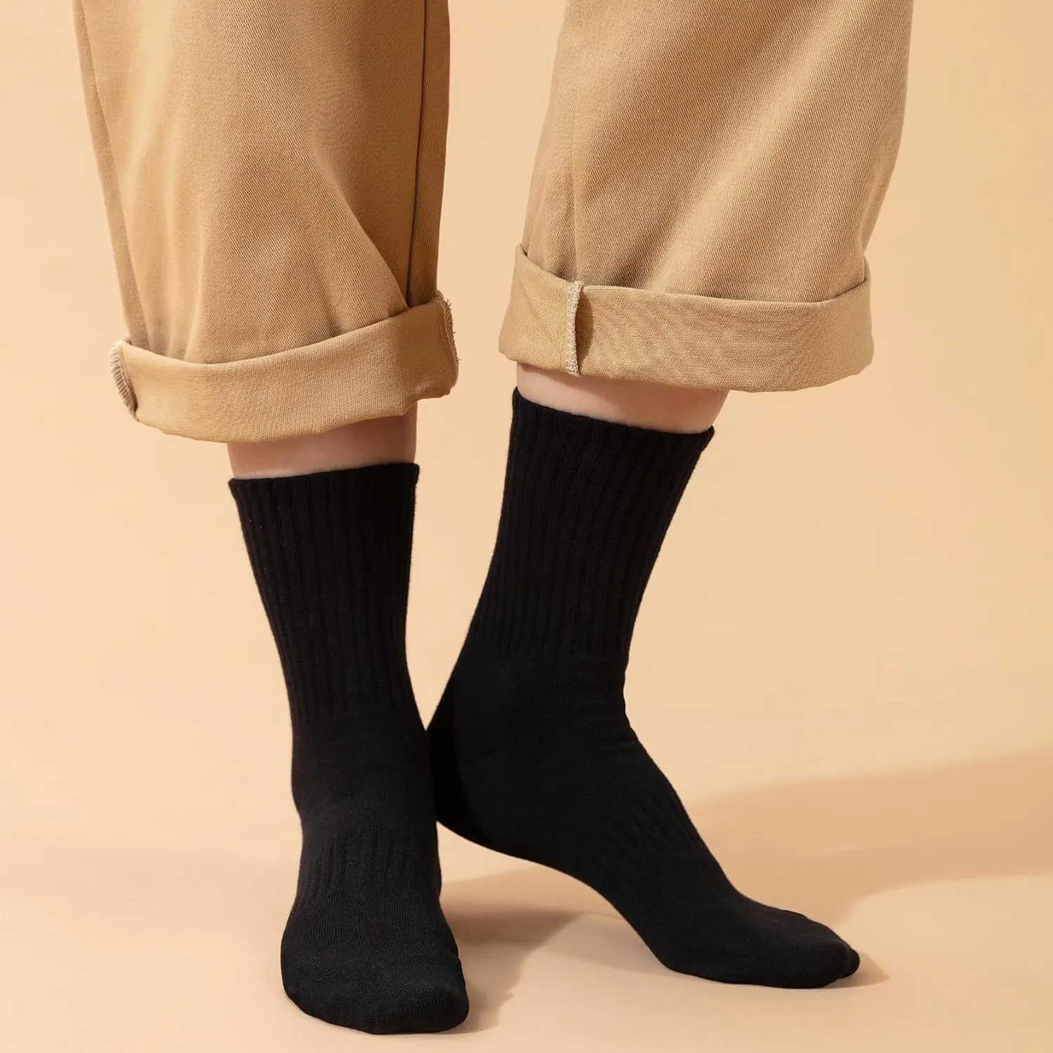 Ndoobiy 6 Pairs Mens Cotton Crew Socks for Men Size 9-11 Size 10-13