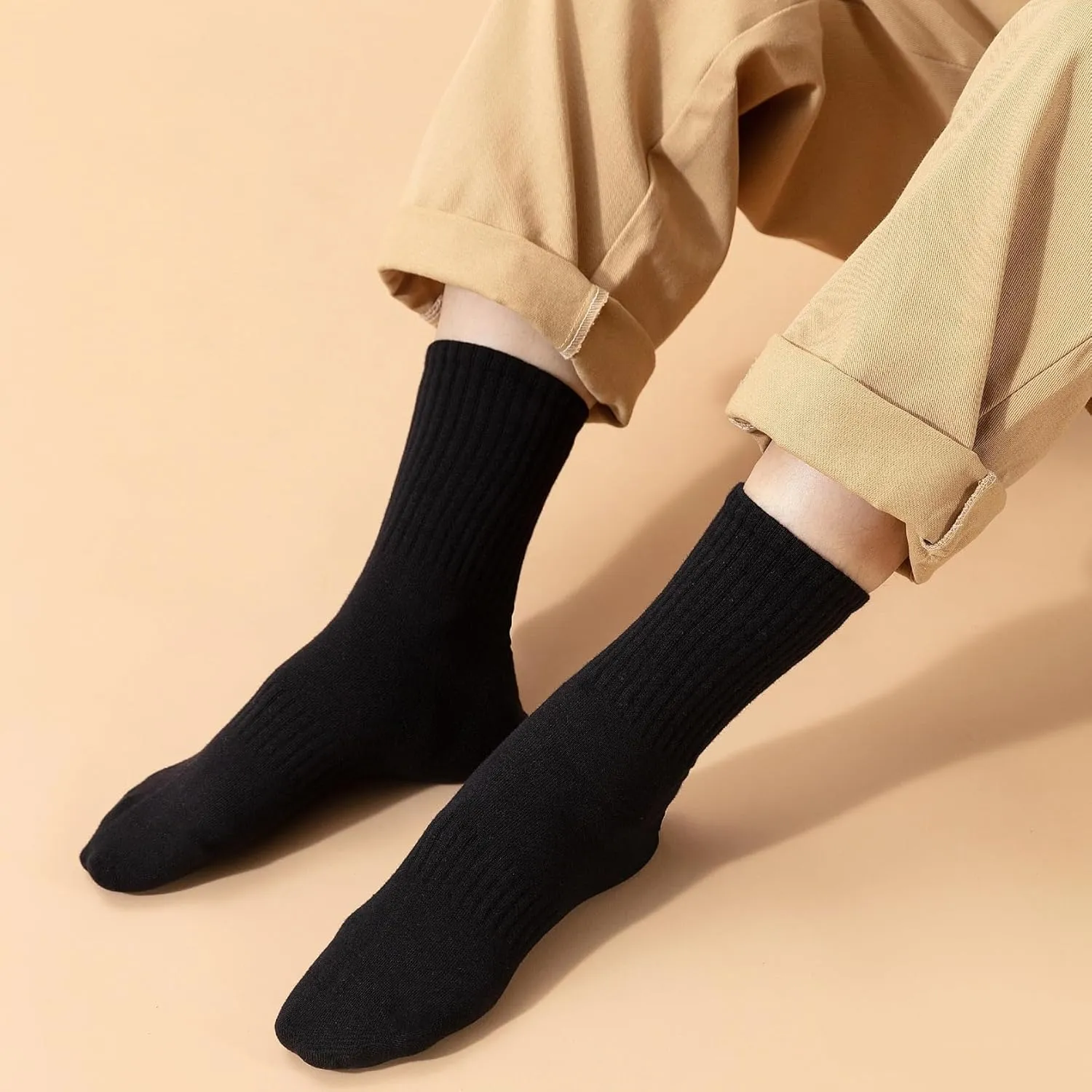 Ndoobiy 6 Pairs Mens Cotton Crew Socks for Men Size 9-11 Size 10-13