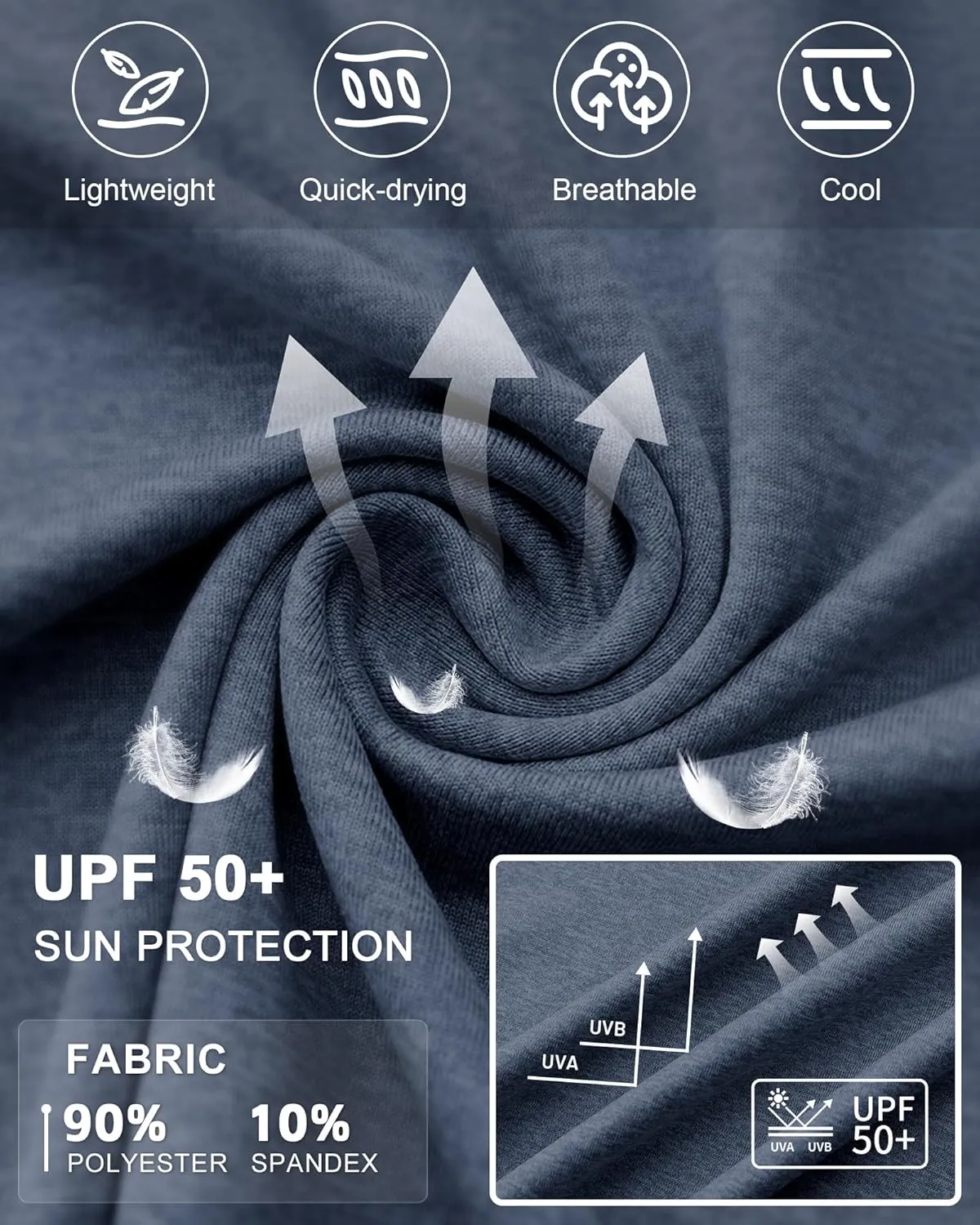 Runhit Fishing Shirts for Men Hoodie Sun Shirt UPF 50  Long Sleeve UV Protection SPF Rash Guard Running Hiking Workout