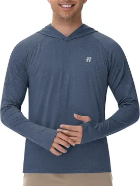 Runhit Fishing Shirts for Men Hoodie Sun Shirt UPF 50  Long Sleeve UV Protection SPF Rash Guard Running Hiking Workout
