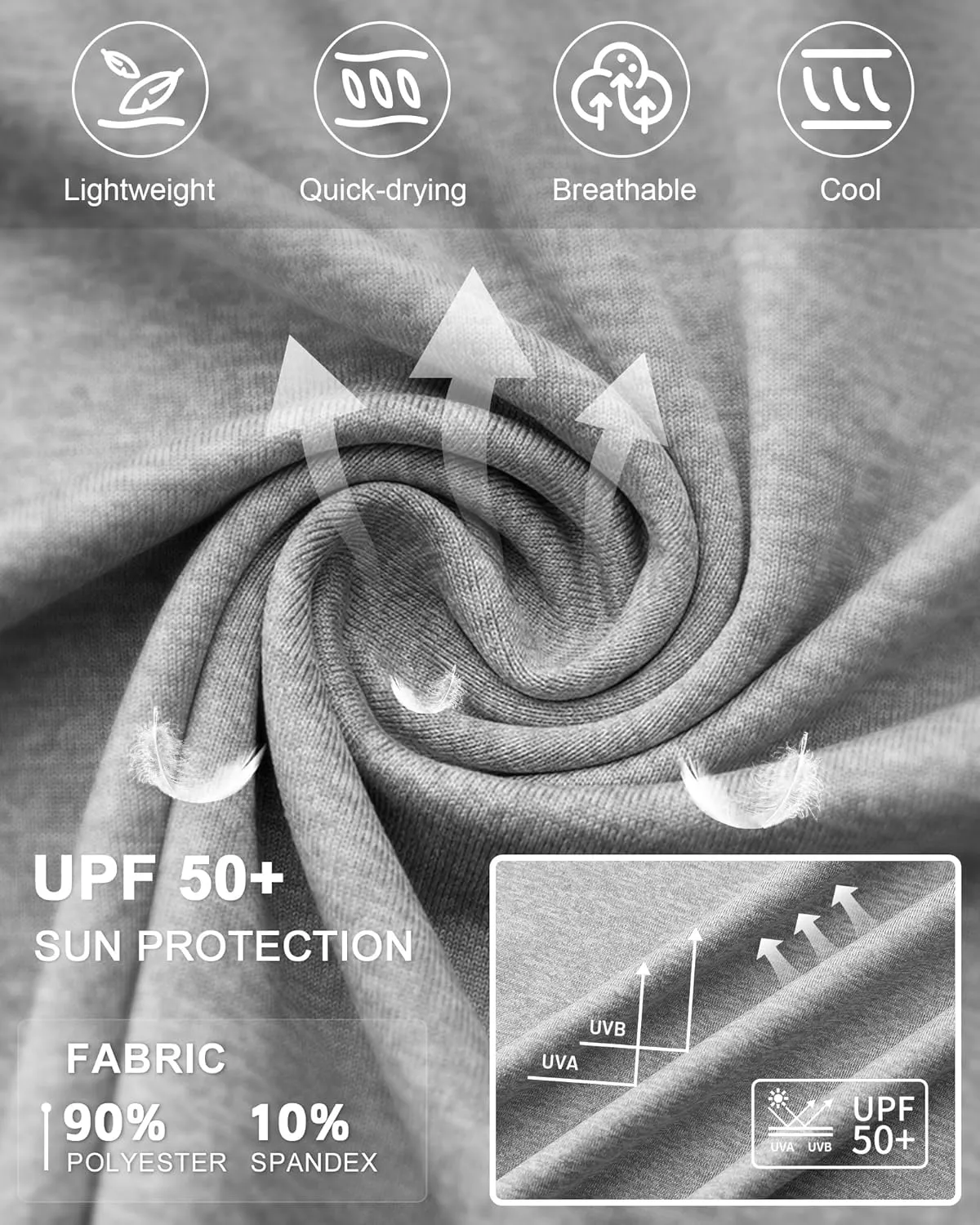 Runhit Fishing Shirts for Men Hoodie Sun Shirt UPF 50  Long Sleeve UV Protection SPF Rash Guard Running Hiking Workout