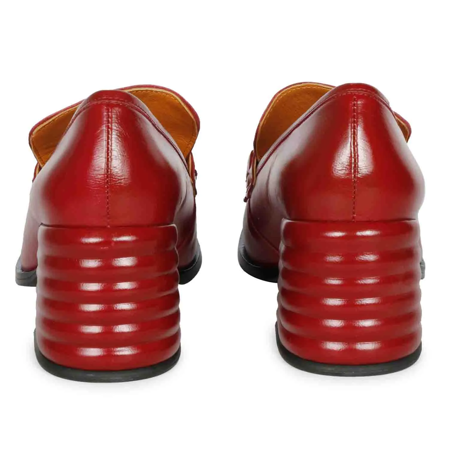 Saint Graziella Red Leather Handcrafted Moccasins