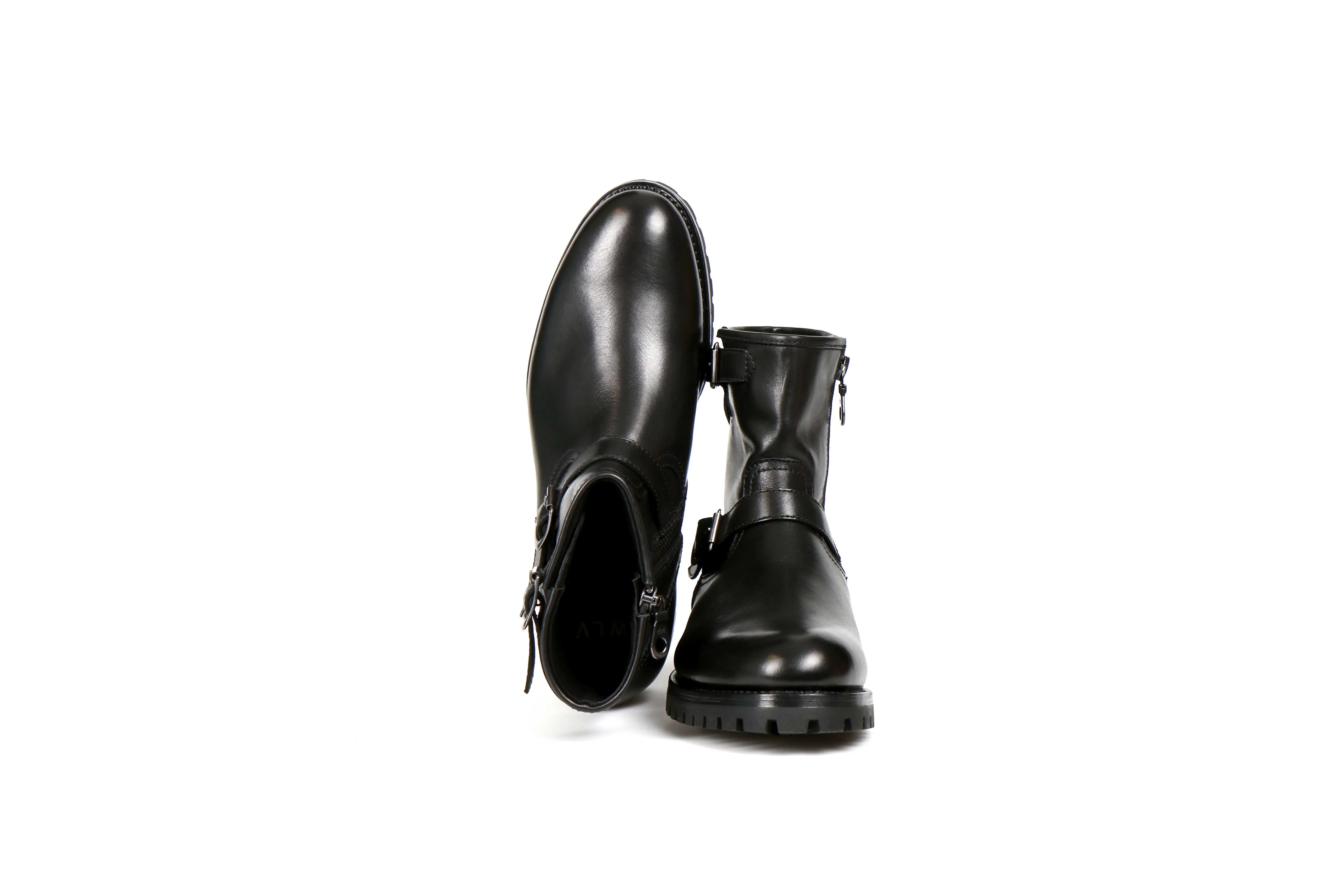 Steel Black Cordovan Leather Motorcycle Boots