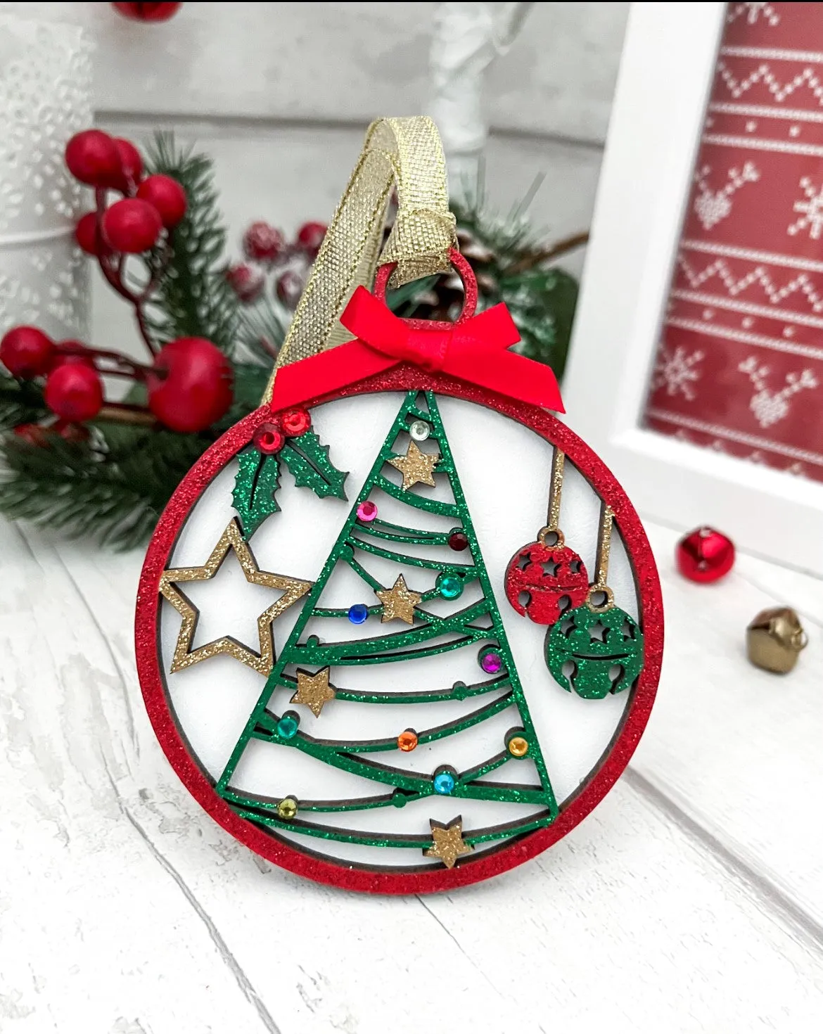 Traditional Wooden Christmas Tree Bauble