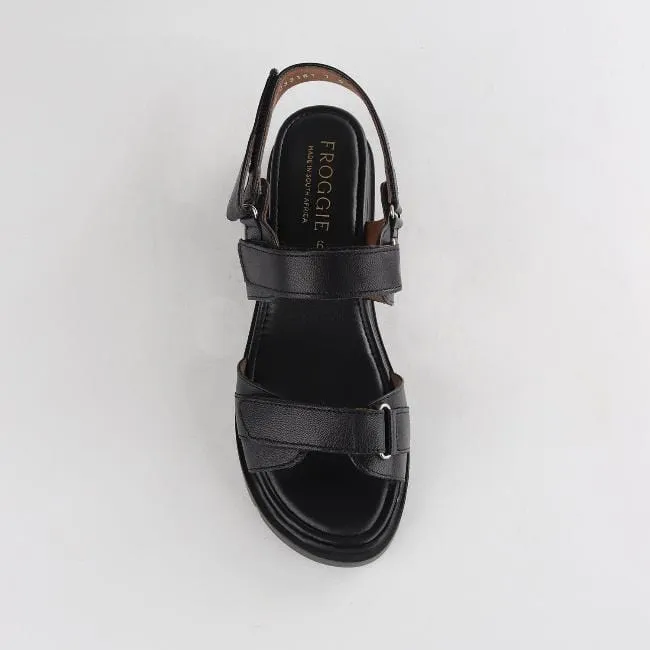 Triple Velcro straps Sandal in Black - 12667