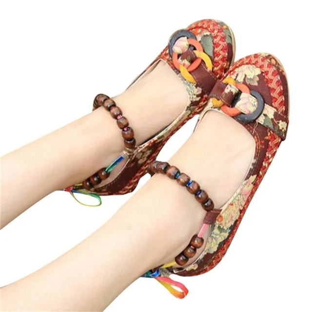 Vintage Ankle Beading Slip-On