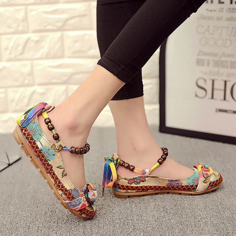 Vintage Ankle Beading Slip-On