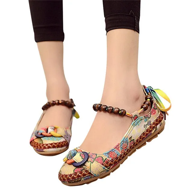 Vintage Ankle Beading Slip-On