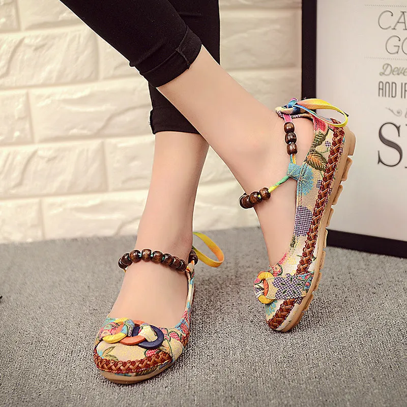 Vintage Ankle Beading Slip-On