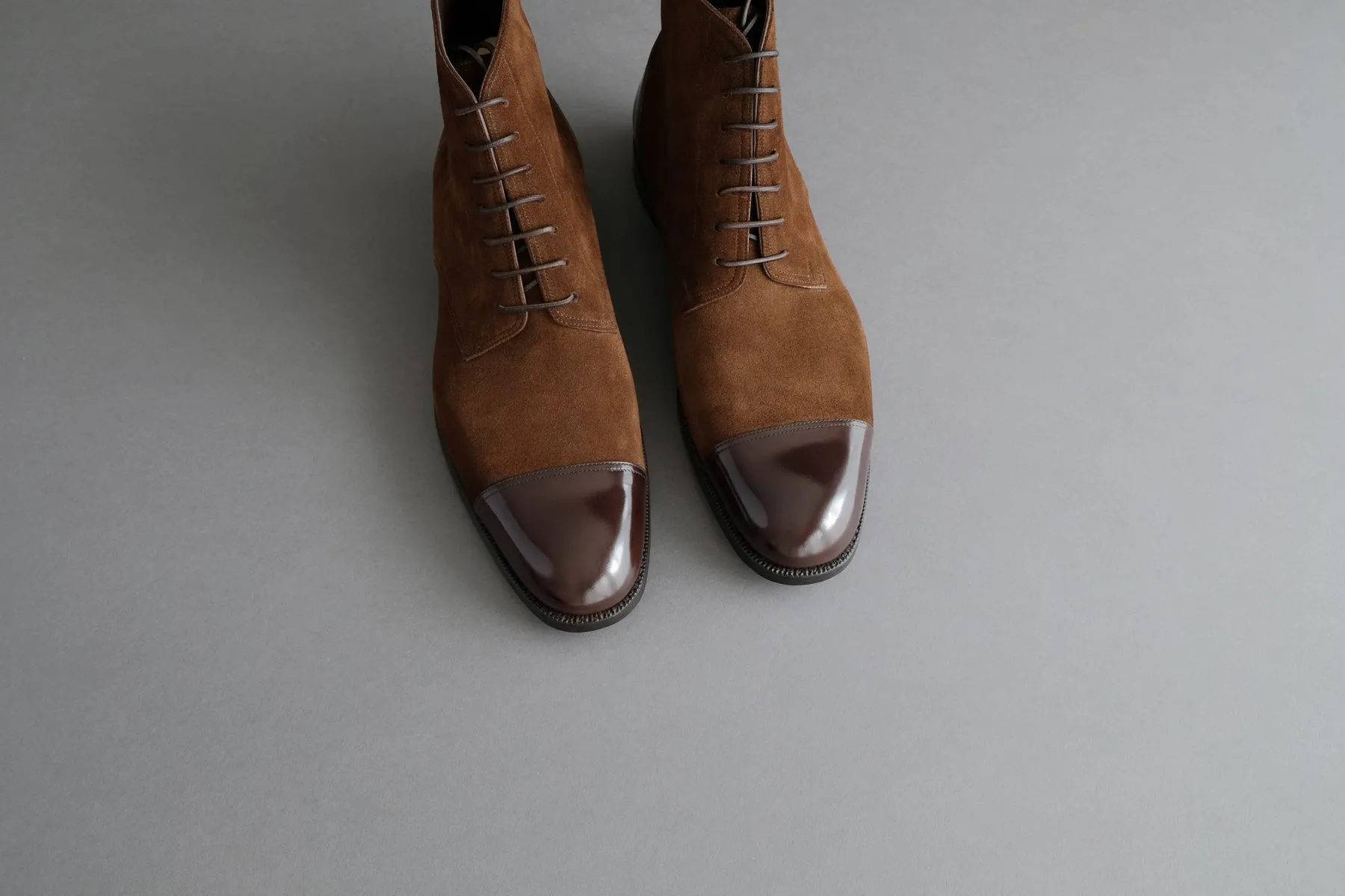 ZeroTwoTwo.Polobrown Derby Boots from Bavarian Calf and Suede